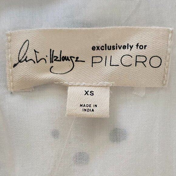 Anthropologie Pilcro The Romy Relaxed Buttondown Shirt Blue Bird Print Blouse XS - Picture 10 of 11